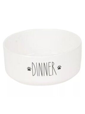 NWT ~ SportPet's White Colored Paw Prints "Dinner" Medium Sized Dog Bowl